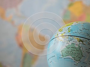 Australia map on a globe