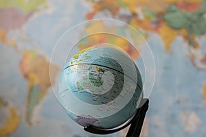 Australia map on a globe