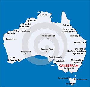 Australia map infographic diagram cities