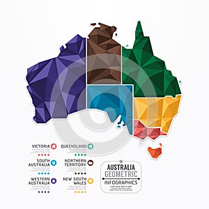 Australia Map Infographic Template geometric concept banner.