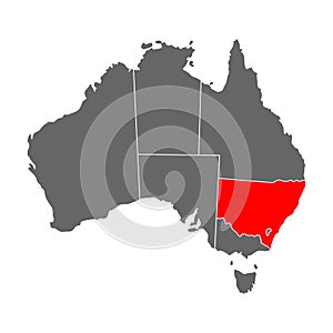 Australia map of New South Wales icon, geography blank concept, isolated background vector illustration