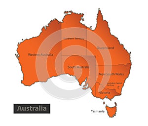 Australia map Orange separate individual