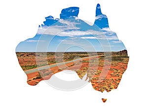 Australia map with outback country view