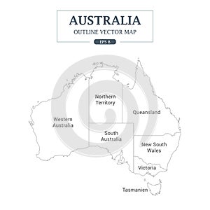 Australia Map Outline High Detail Separated all states