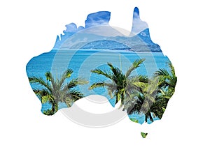 Australia map with palms inserted