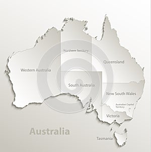 Australia map separate individual card paper 3D natural