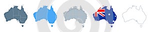 Australia Map Set - Vector Solid, Contour, Regions, Flag, Pixels