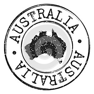 Australia Map Silhouette. Postal Passport Stamp Round Vector Icon Seal Badge Mail Illustration.