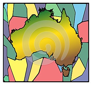 Australia Map Stained Glass