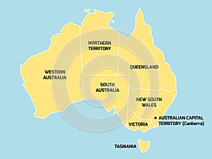 Australia map with states and territories