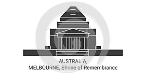 Australia, Melbourne, Shrine Of Remembrance travel landmark vector illustration