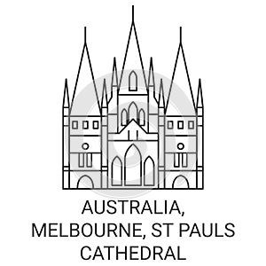 Australia, Melbourne, St Pauls Cathedral travel landmark vector illustration