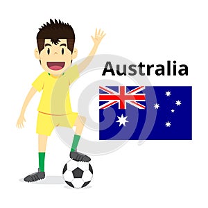 Australia nation team cartoon,football World,country flags. 2018 soccer world,isolated on white background. vector illustration