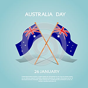 Australia National Two Flag Waving Flat