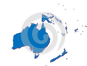 Australia and Oceania map in 3D photo