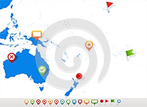 Australia and Oceania map and navigation icons - Illustration.