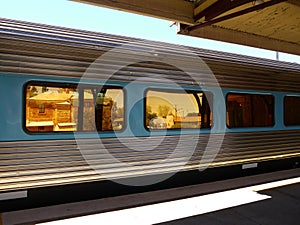 Australia: passenger train at historic station