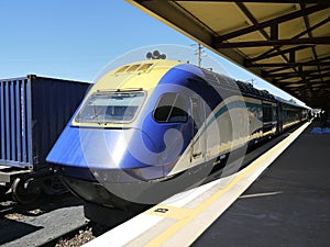 Australia: passenger train at station