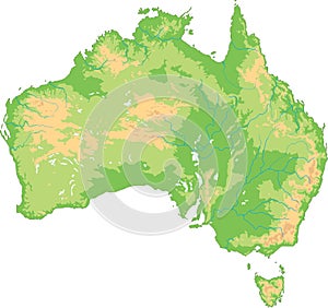 High detailed Australia physical map.