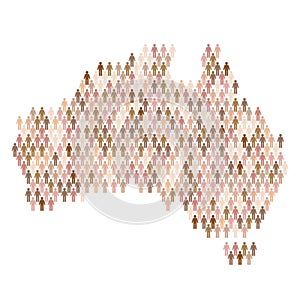 Australia population infographic. Map made from stick figure people