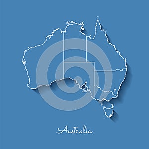 Australia region map: blue with white outline and.