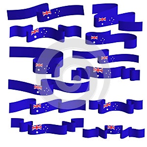 australia ribbon flag vector element bundle set