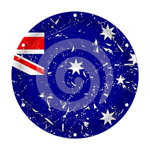 Australia - round metal scratched flag with holes