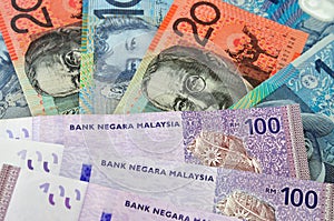 Australia's dollars and Malaysia's ringgit currency