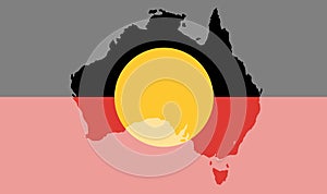 Australia Silhouette With Aboriginal Flag