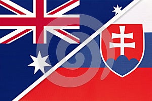 Australia and Slovakia or Slovak Republic, symbol of national flags from textile