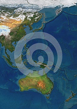 Australia and South East Asia - physical map photo
