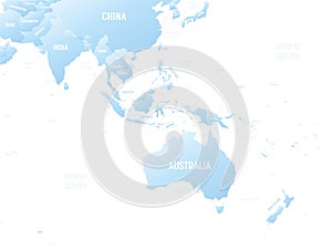 Australia and Southeast Asia detailed political map with lables