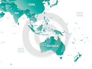 Australia and Southeast Asia detailed political map with lables