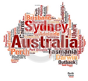 Australia top travel destinations word cloud