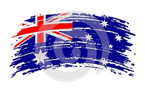 Australia torn flag in grunge brush stroke, vector