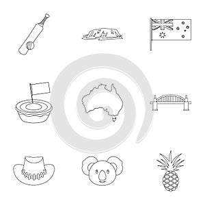 Australia travel icon set, outline style