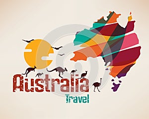 Australia travel map, decrative symbol