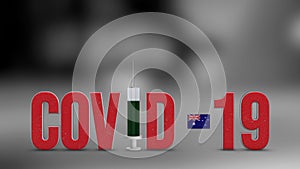 Australia vaccination campaign and Covid-19 3D illustration.