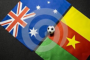 Australia vs Cameroon, Football match with national flags