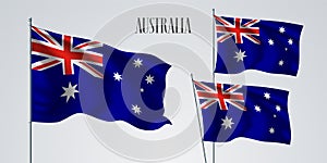 Australia waving flag set of vector illustration