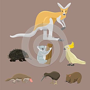 Divoký zvieratá návrh maľby populárne príroda znakov byt štýl cicavec vektor ilustrácie 