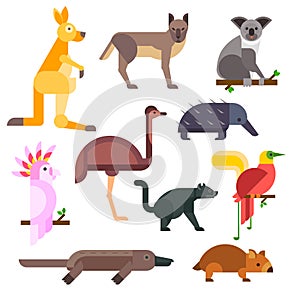 Australia wild animals cartoon vector collection