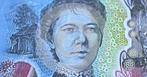 Australian 10 dollar AUD banknotes close up