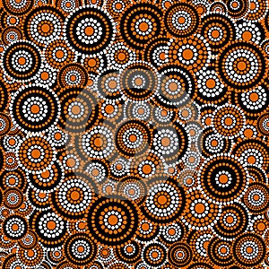 Australian aboriginal art seamless vector pattern with multicokored dotted circles