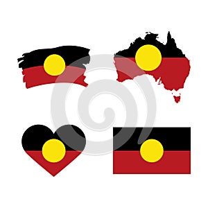 Australian Aboriginal Flag icon set vector