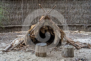 Australian aboriginal hut in Wangi Mia meeting place, Yanchep National Park photo