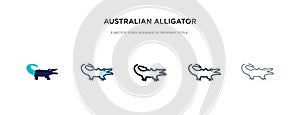 Australian alligator icon in different style vector illustration. two colored and black australian alligator vector icons designed