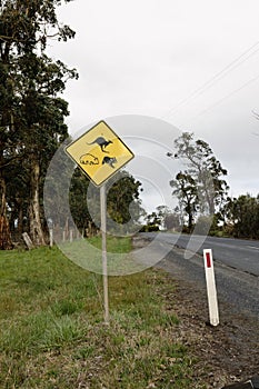 An australian animal crossing road sign.