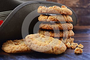 Australian Army Slouch Hat and Anzac Biscuits. photo