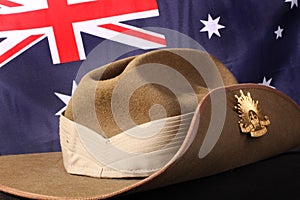 Australian army slouch hat with flag